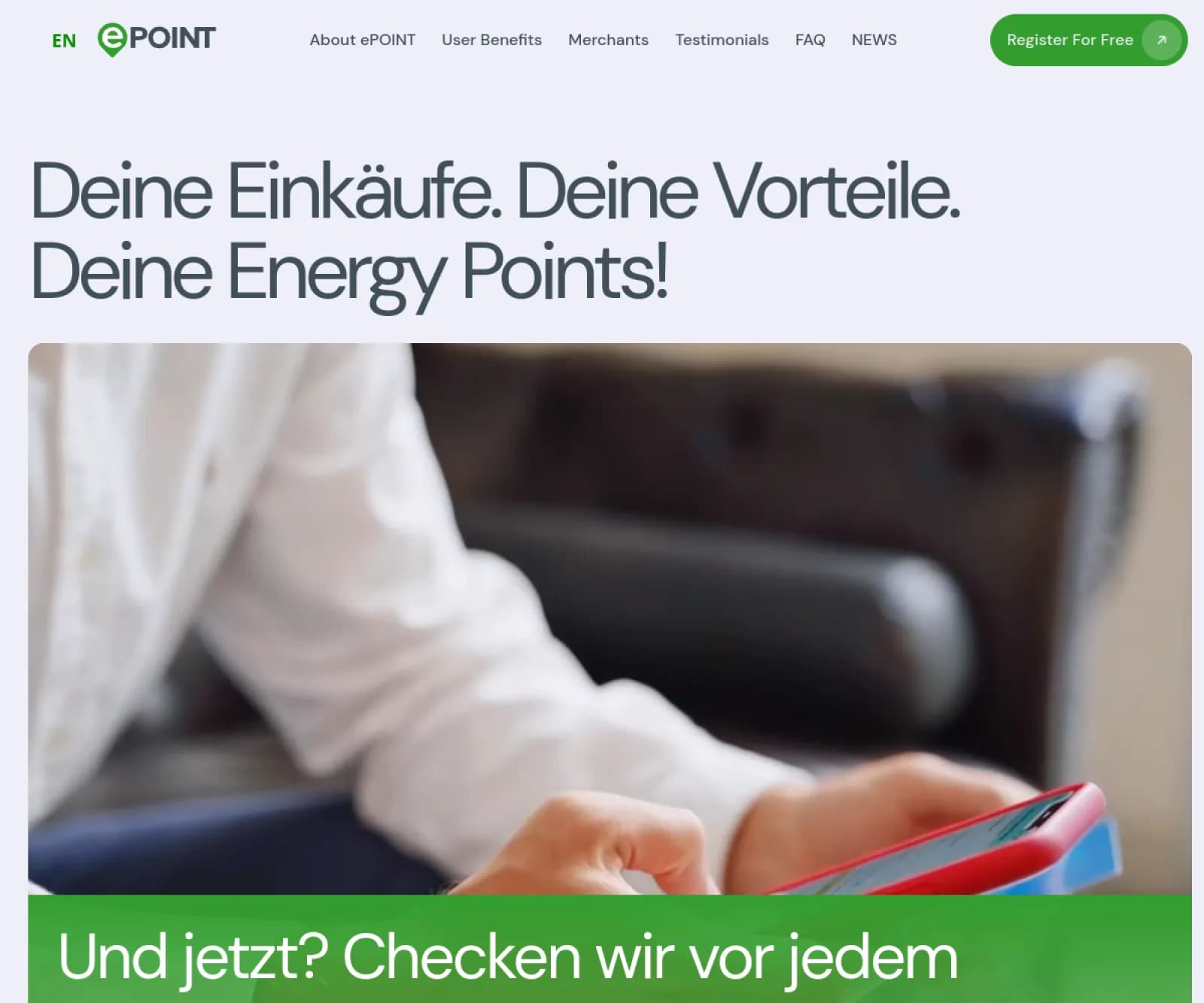 Screenshot der ePOINT Anwendung – Cashback-System für den stationären Handel.